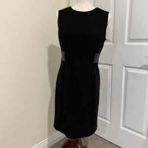 Black Dress with leather-look trim